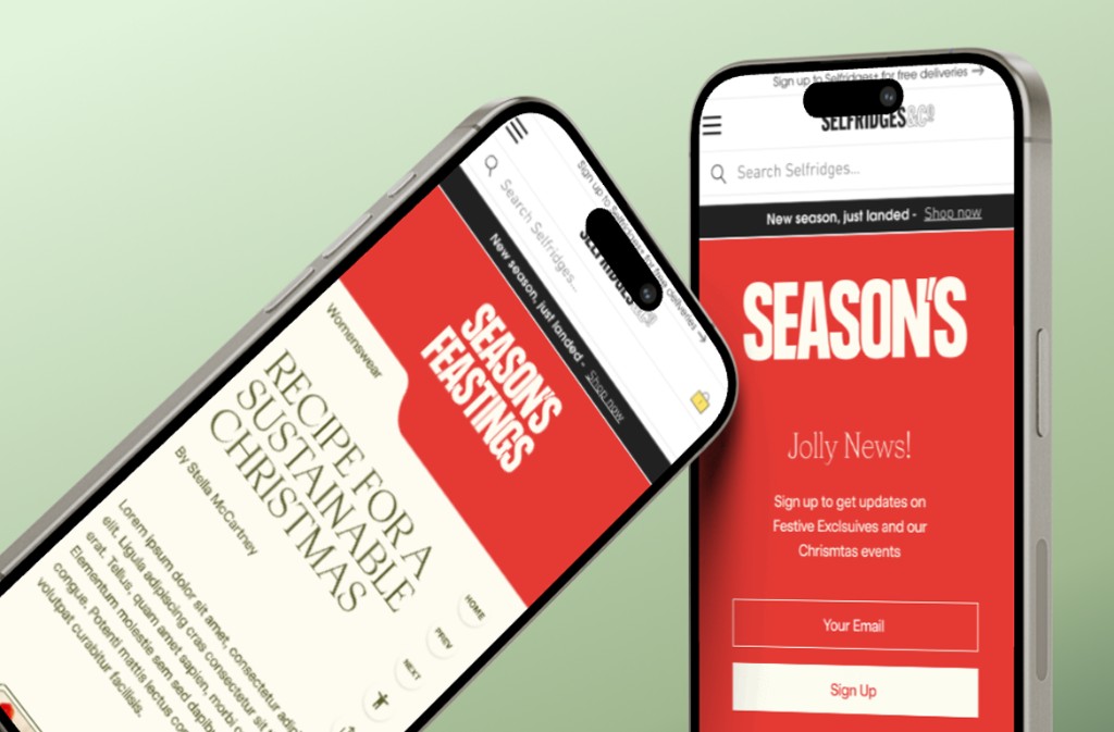Brand campaigns — Seasonal takeovers that let the imagery breathe.